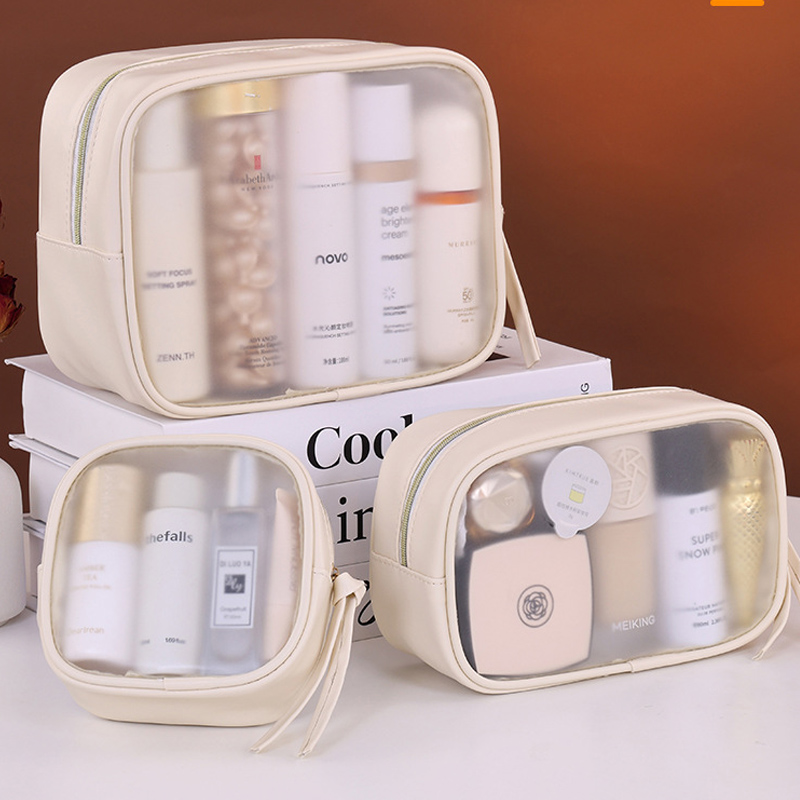 Luxury Skincare Organizer - PVC Matte Semi-Transparent Cosmetics Bag -
